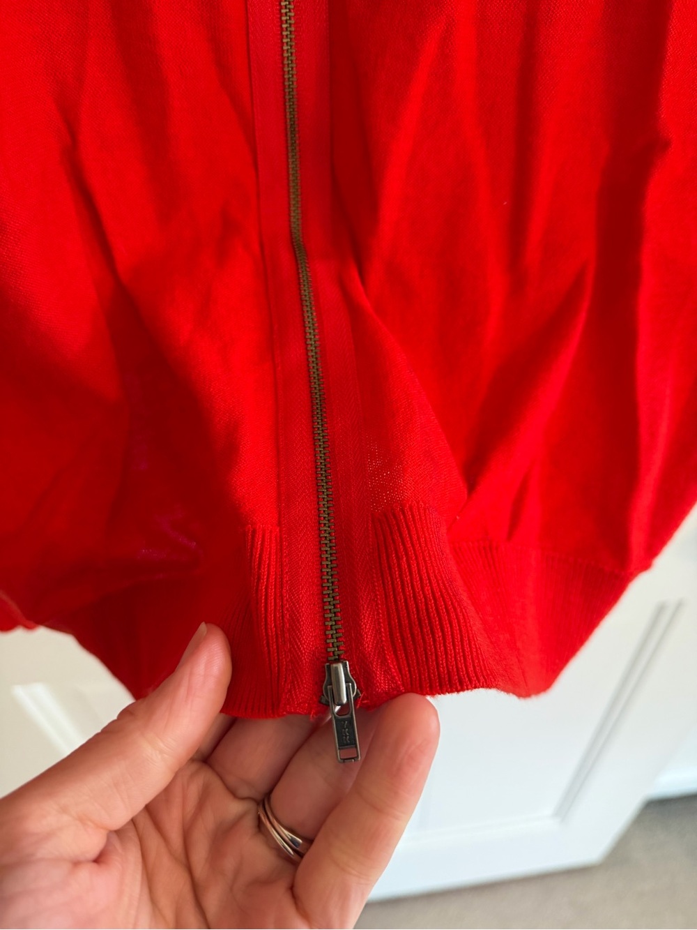 Cabi Cobblestone Cardigan Sweater Red Back Zip V-Neck Medium - Picture 7 of 8